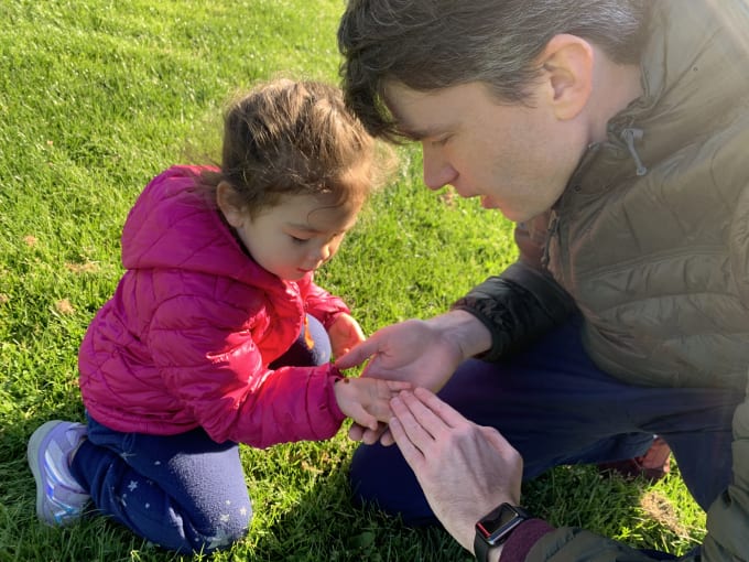Finding ladybugs with dad! 