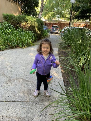 Katie’s daughter with her bug collecting kit. “It’s time to go, Mom!” 