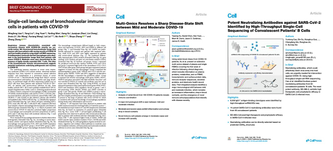 From left to right: Liao et al. (Nat Med), Su et al. (Cell), Cao et al. (Cell).