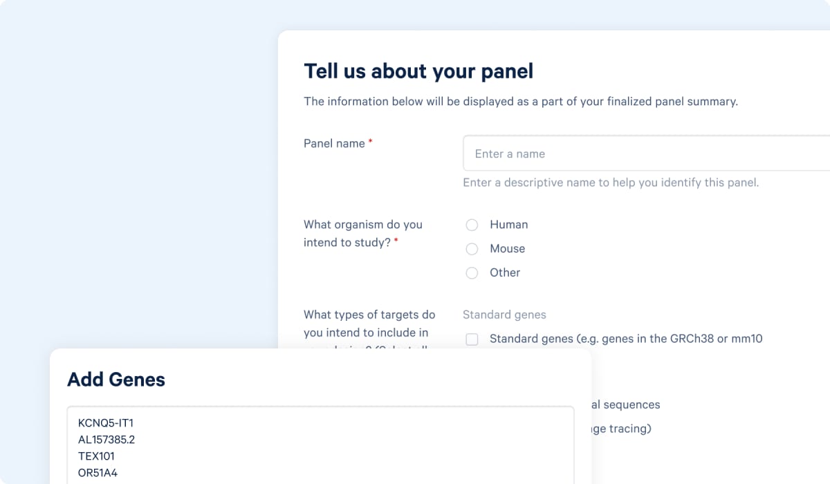 Custom panel designer setup form screenshots