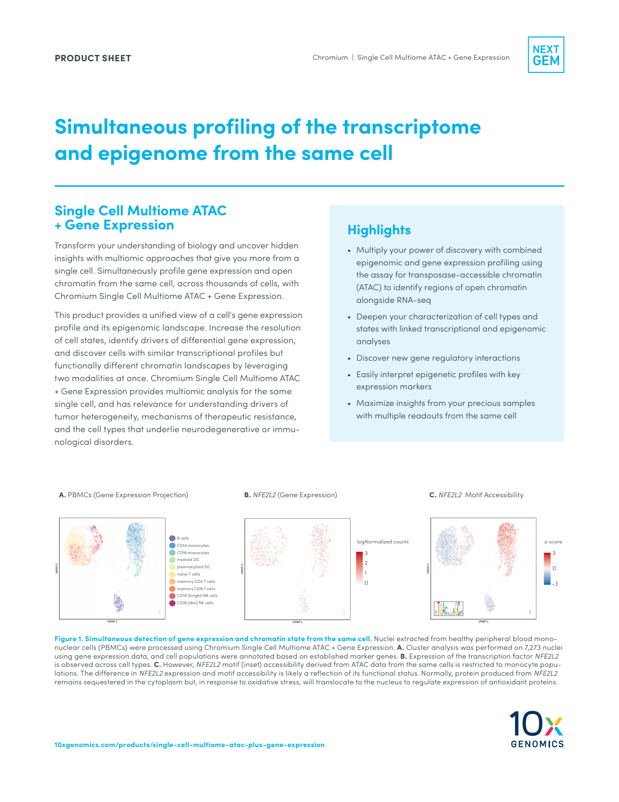 Single Cell Multiome ATAC + Gene Expression Product Sheet