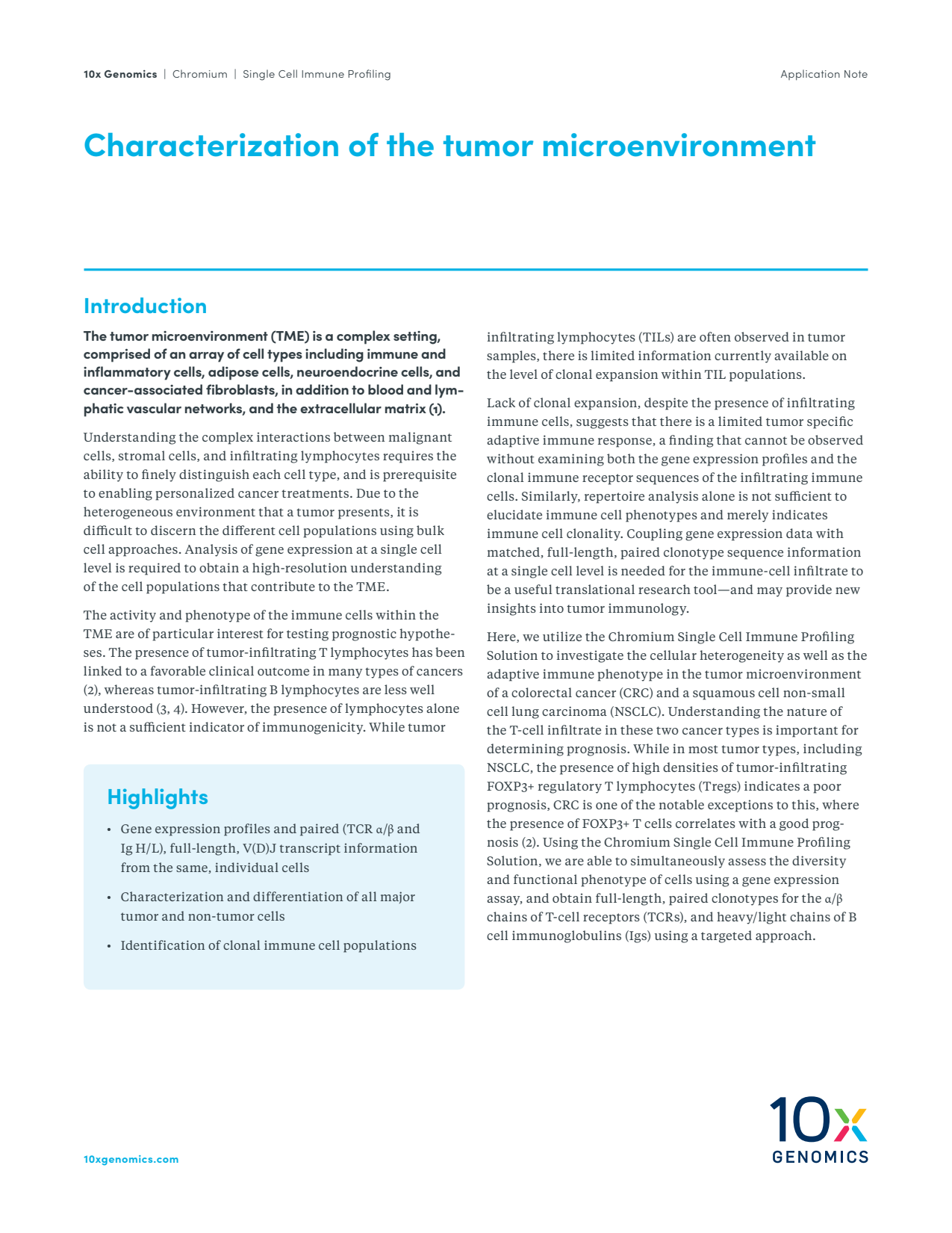 Characterization of the tumor microenvironment