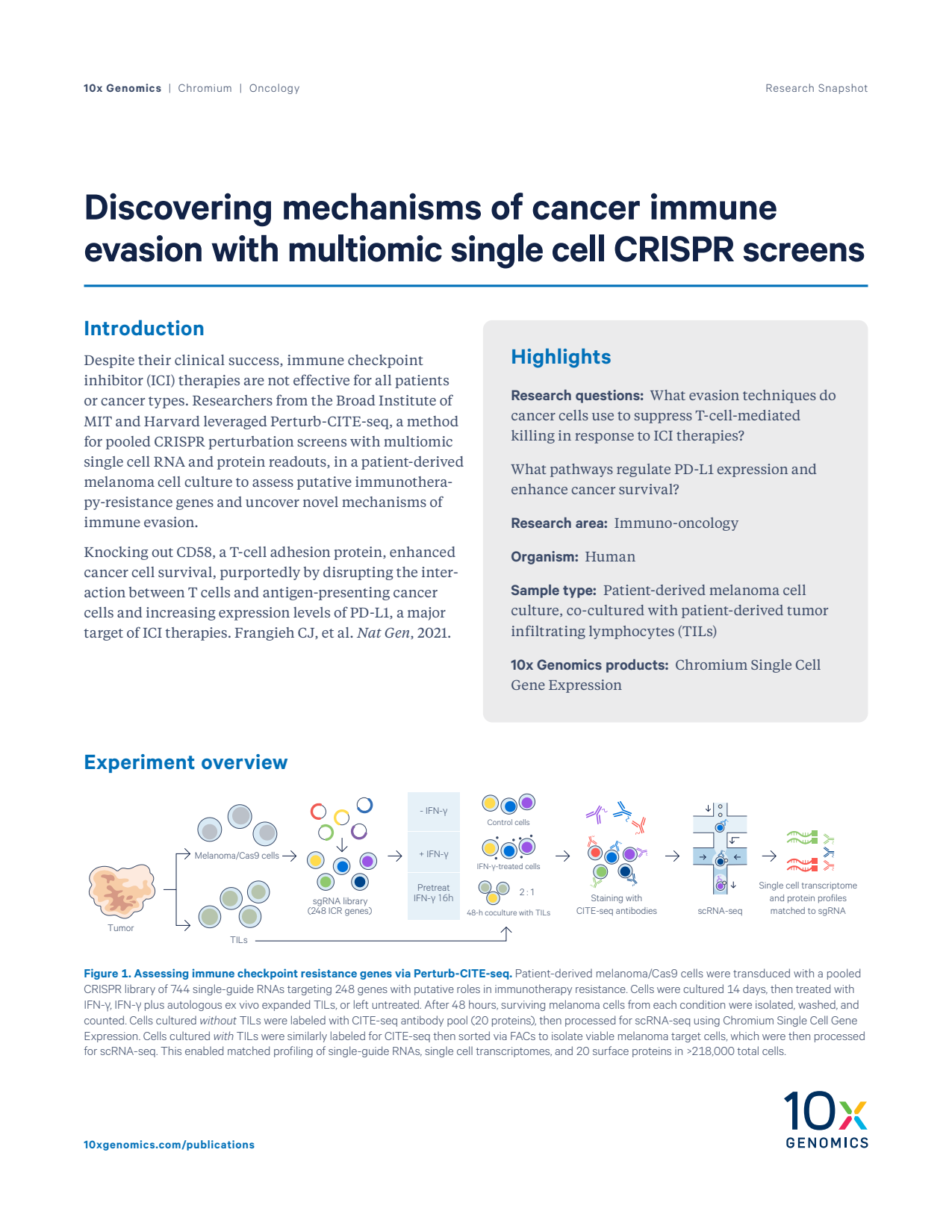 Discovering mechanisms of cancer immune evasion with multiomic single cell CRISPR screens