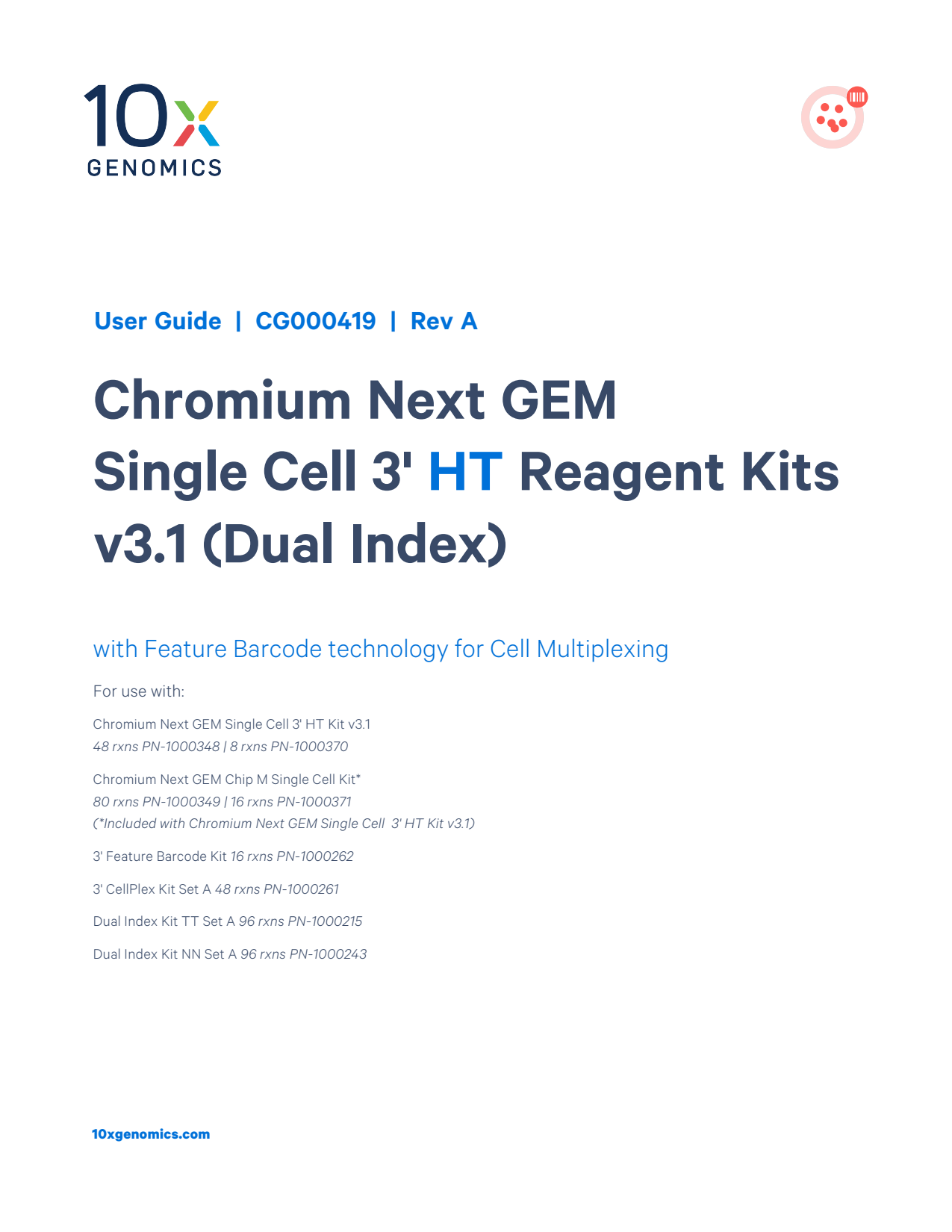 Chromium Next GEM Single Cell 3' HT Reagent Kits v3.1 (Dual Index