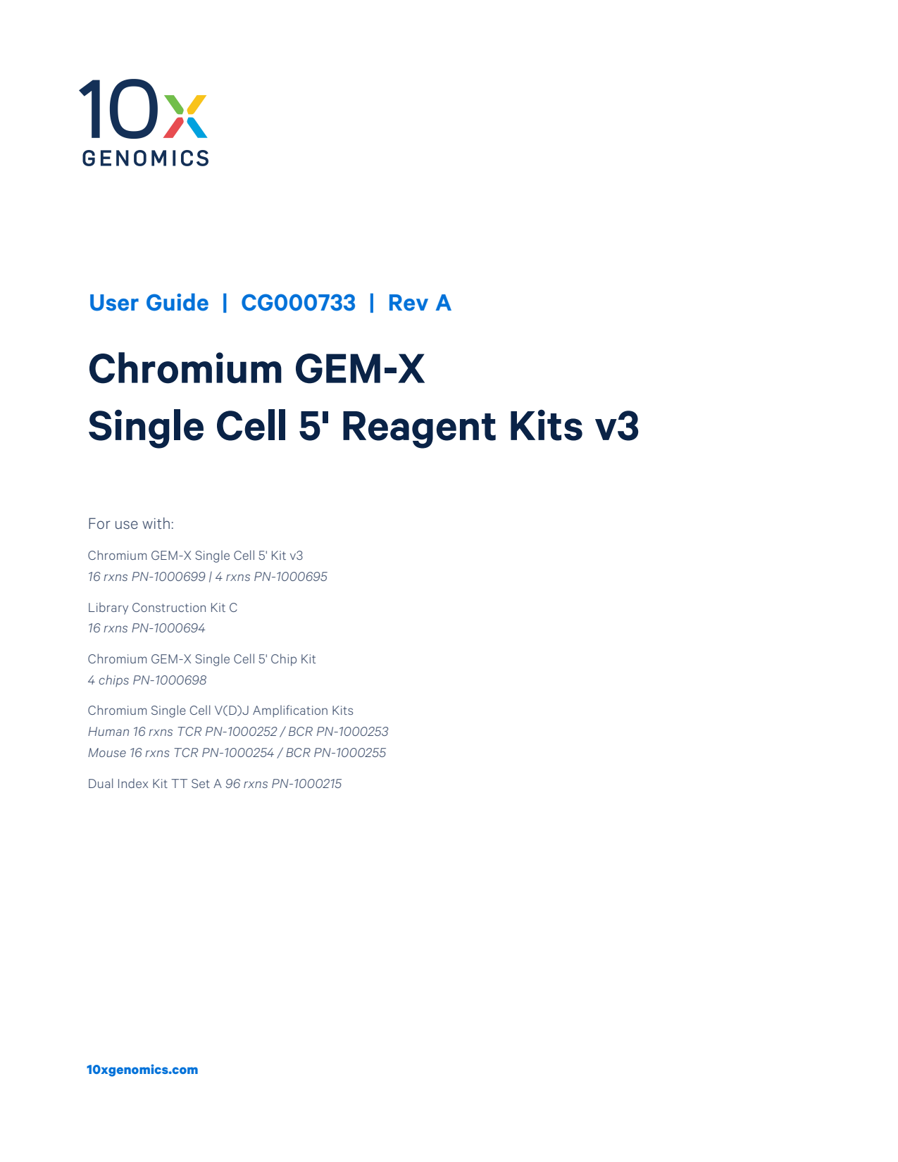 Chromium GEM-X Single Cell 5' v3 Gene Expression User Guide