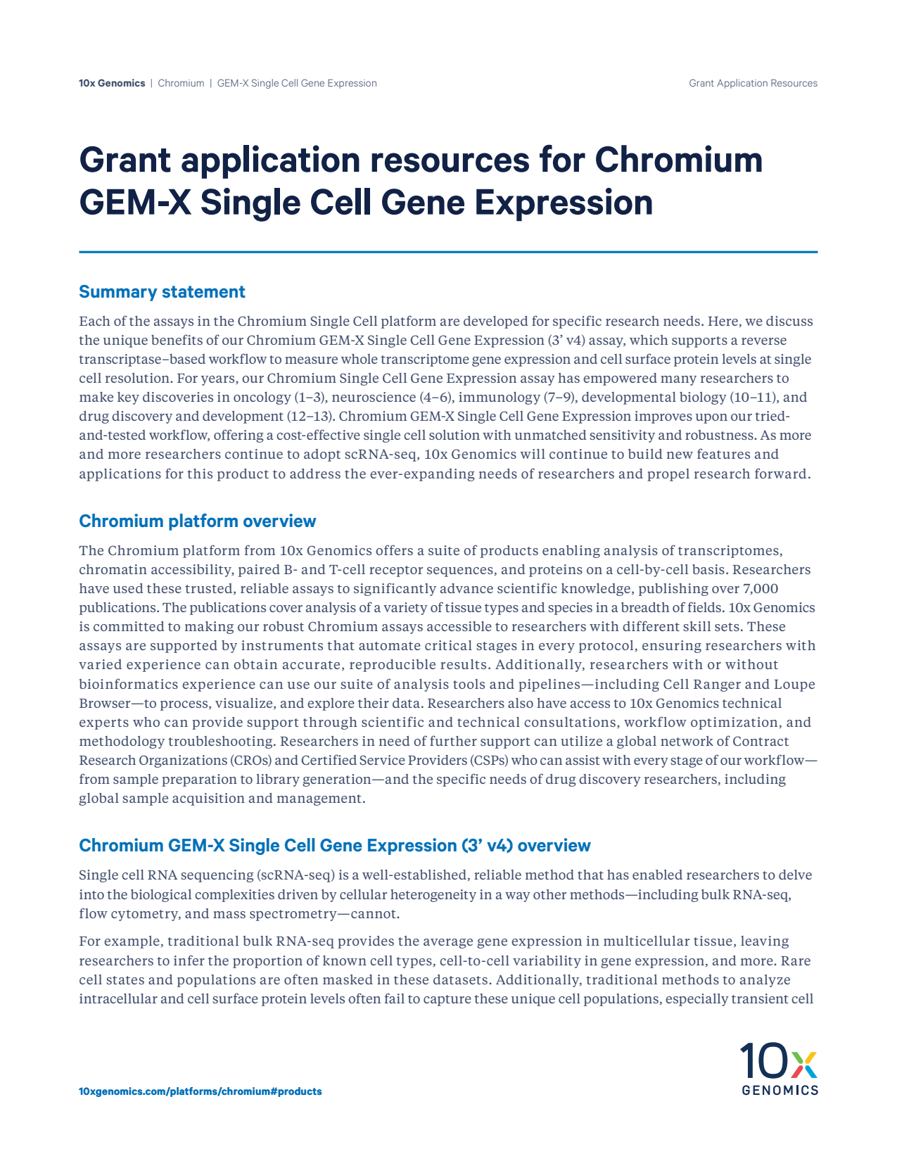 Grant application resources for Chromium GEM-X Single Cell Gene Expression