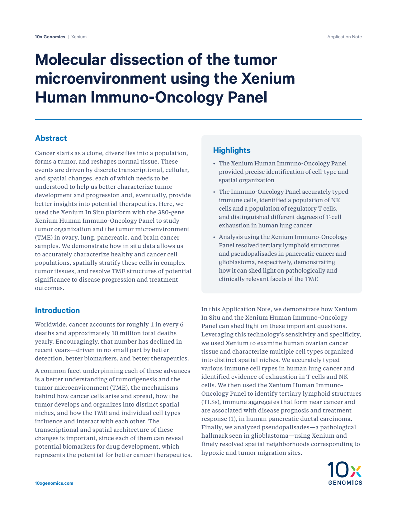 Molecular dissection of the tumor microenvironment using the Xenium Human Immuno-Oncology Panel